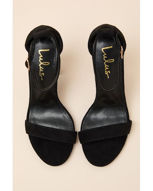 Lulus Black Taylor Suede Ankle Strap Heels