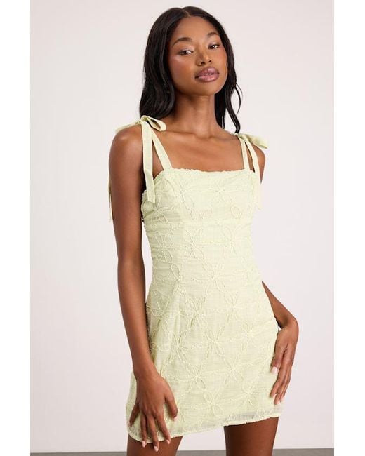 Lulus Natural Mizuki Embroidered Tie-Strap Mini Dress