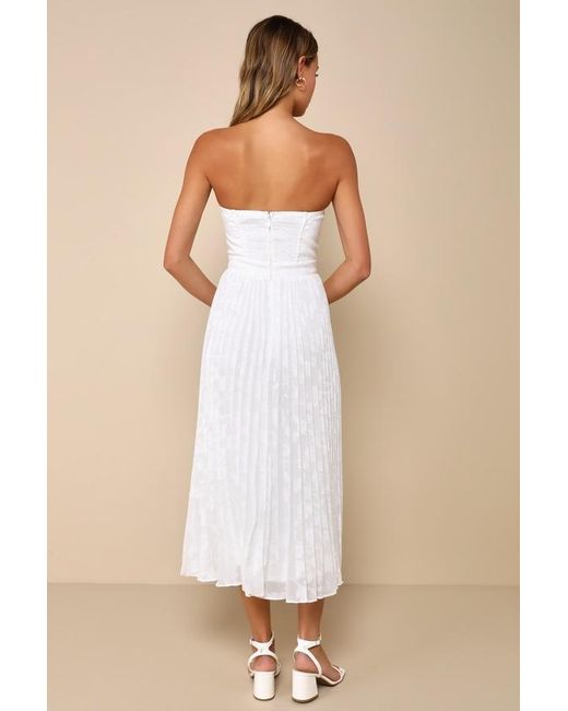 Lulus Natural Perfectly Stunning Jacquard Strapless Midi Dress
