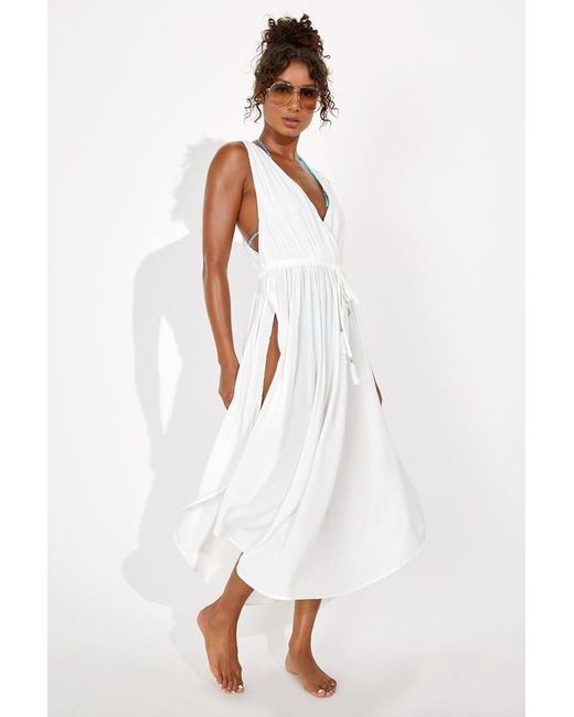 Lulus White Santorini Sun Drawstring Swim Cover-Up Dress