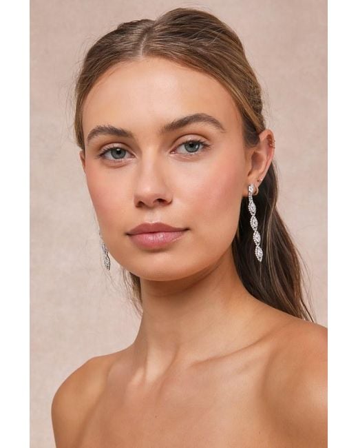 Lulus Natural Upscale Direction Rhinestone Drop Earrings