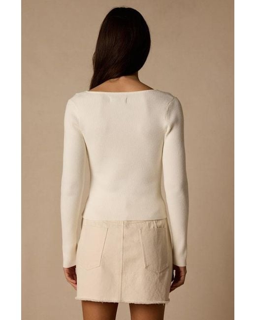 Lulus Natural Modern Status Asymmetrical Button-Front Sweater Top
