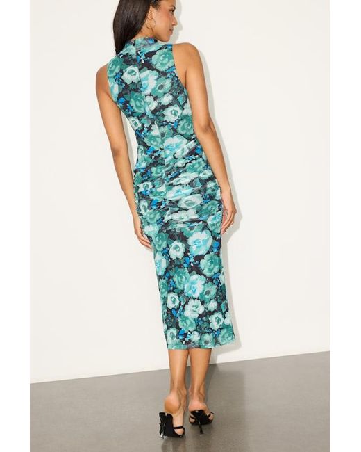 Lulus Blue Prettiest Energy And Floral Mesh Midi Dress