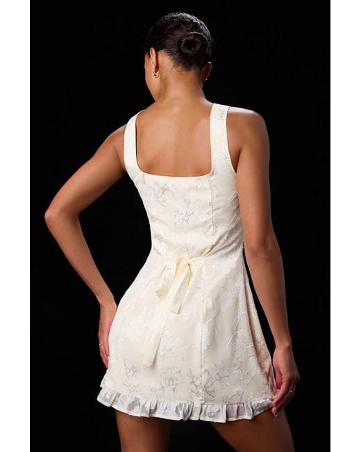 Lulus Black Angeline Floral Jacquard Ruffled Mini Dress