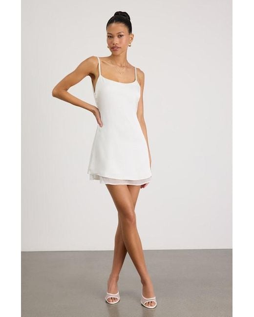 Lulus White Dandria Satin Cowl Back Mini Dress