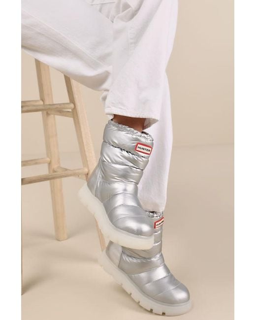 Hunter Metallic Maribel Waterproof Insulated Puffer Mid-Calf Boots