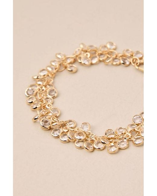 Lulus Natural Luxe Adornment And Clear Rhinestone Bracelet