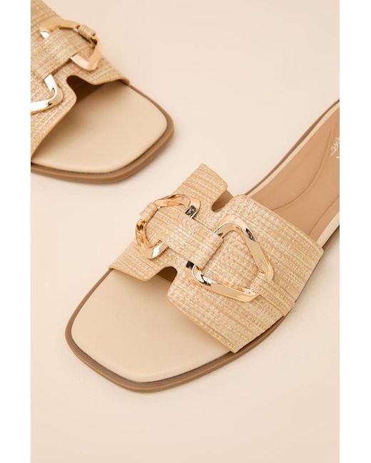 Lulus Natural Barrett Raffia Slide Sandals