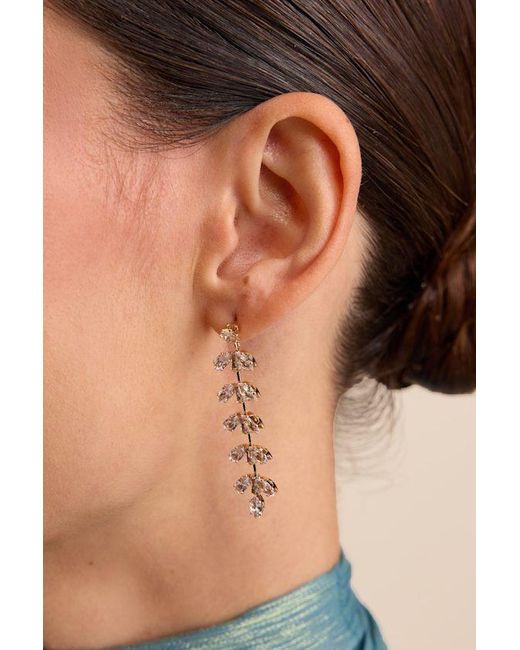 Lulus Black Weylin Rhinestone Leaf Drop Earrings