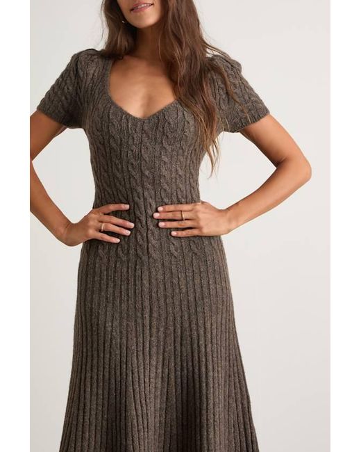 Lulus Brown Antonela Heathered Puff Sleeve Sweater Midi Dress