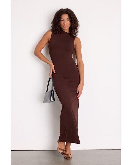 Lulus Red Anca Sleeveless Mock Neck Bodycon Maxi Dress