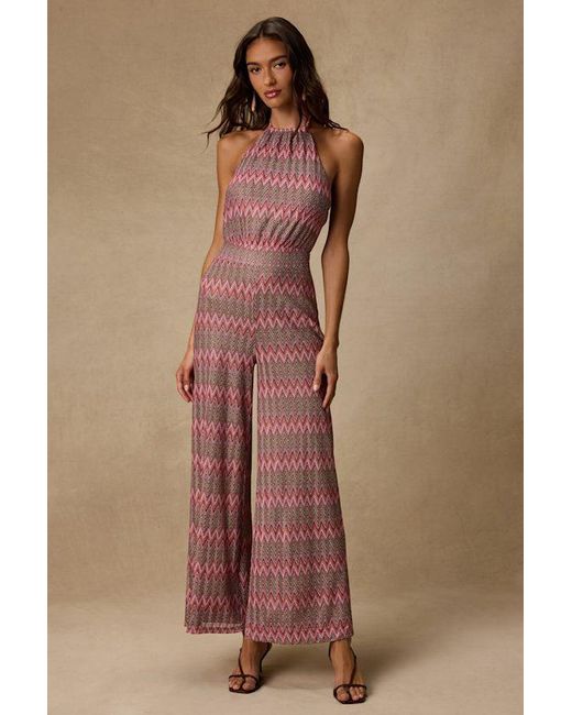 Lulus Brown Shar Multi Crochet Knit Backless Jumpsuit