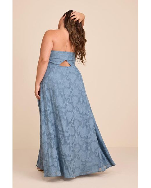 Lulus Blue Garden Of Romance Floral Burnout Strapless Maxi Dress