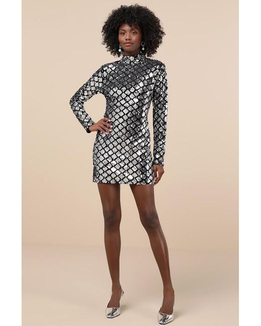 Lulus Black Radiant Mood Velvet Sequin Backless Mini Dress