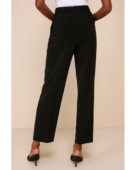 Lulus Brown Sophisticated Company Straight Leg Trouser Pants