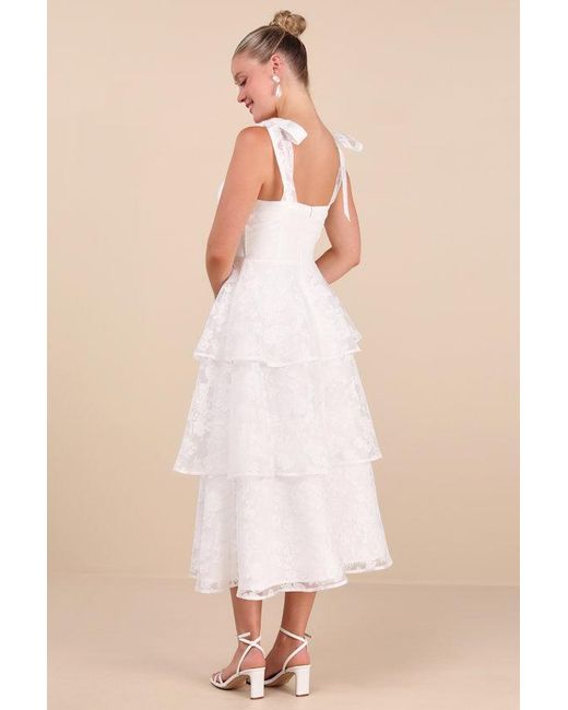 Lulus Natural Glamorous Sweetie Burnout Tie-Strap Bustier Midi Dress