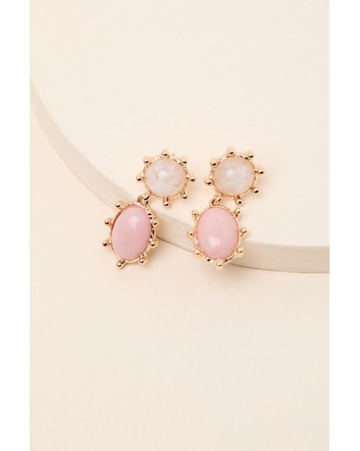 Lulus Natural Reva Blush And Drop Earrings