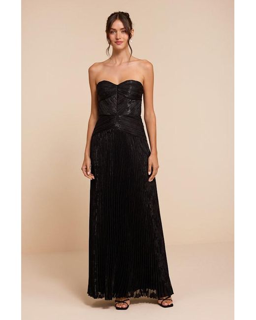 Lulus Black Marlene Floral Pleated Drop Waist Maxi Dress