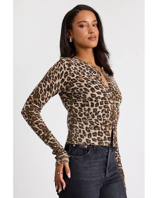 Lulus Brown Alfara Leopard Print Button-Front Cardigan Sweater