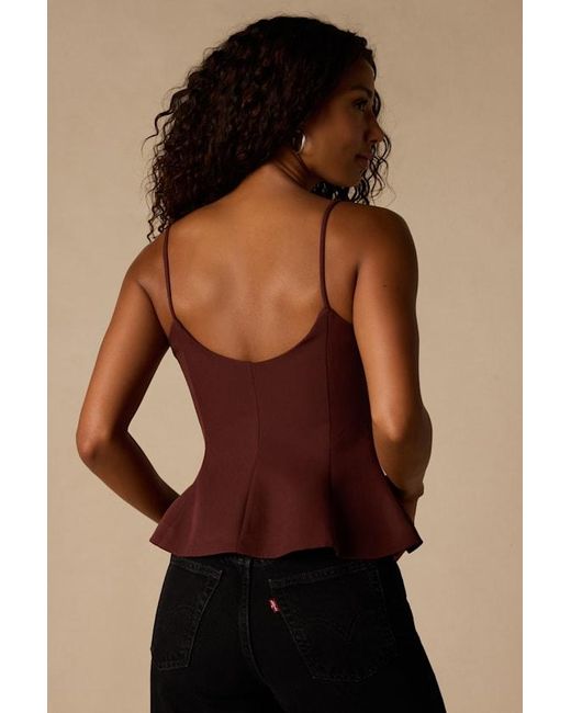 Lulus Brown Sanvi Dark Peplum Cami Top