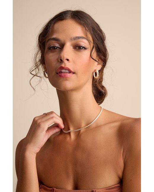 Lulus Brown Acaria 14Kt Rhinestone Tennis Necklace