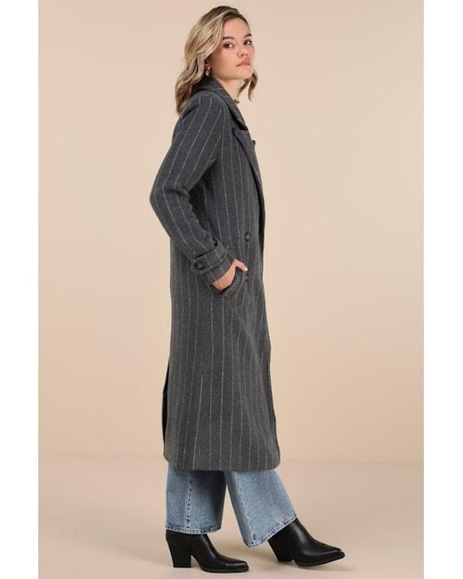 Steve Madden Blue Prince Pinstripe Double-Breasted Coat