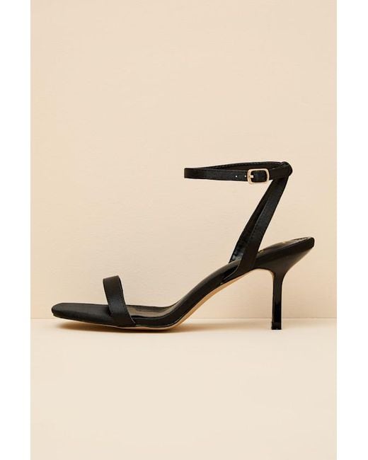Lulus White Ensley Satin Kitten Heel Ankle Strap Sandals