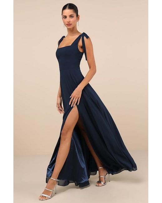 Lulus Blue Love Me Forever Square Neck Maxi Dress