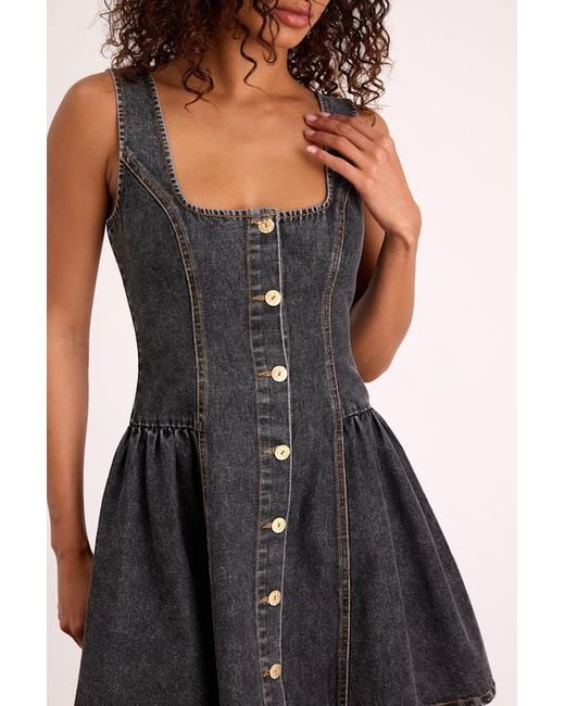 Lulus Black Prinsley Washed Denim Button-Front Mini Dress