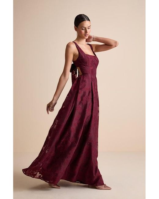 Lulus Red Perfected Aura Jacquard Tie-Back Maxi Dress With Pockets
