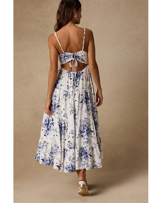 Lulus White Mykonos Mood Floral Print Tie-Strap Tiered Midi Dress