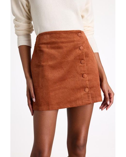 Lulus Brown Katherina Button Front Corduroy Skirt