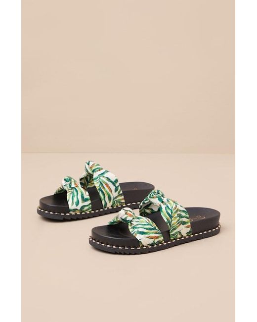 Jessica Simpson Green Caralyna Multi Rhinestone Slide Sandals