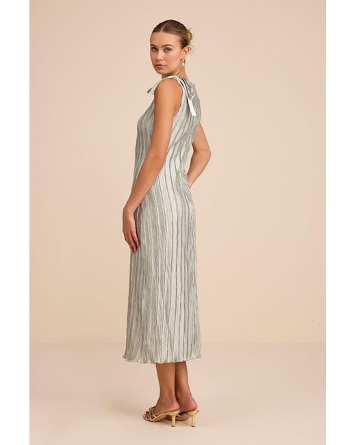 Lulus Natural Nuala Pleated Sleeveless Bow Midi Dress