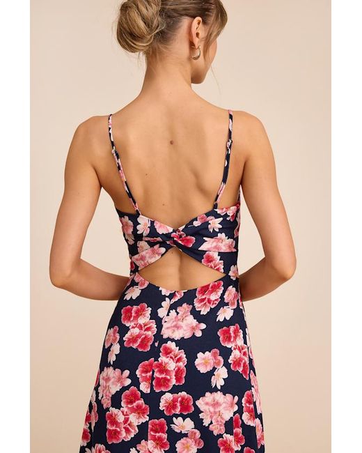 Lulus Pink Radiant Feelings And Floral Chiffon Midi Dress