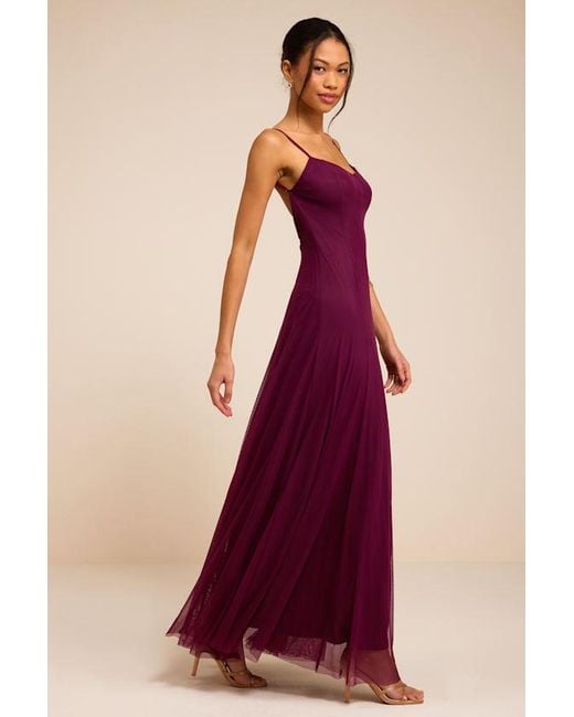 Lulus Red Atori Plum Mesh Sleeveless Maxi Dress