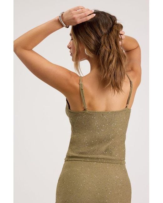 Lulus Green Yamina Sequin Sweater Cami Top