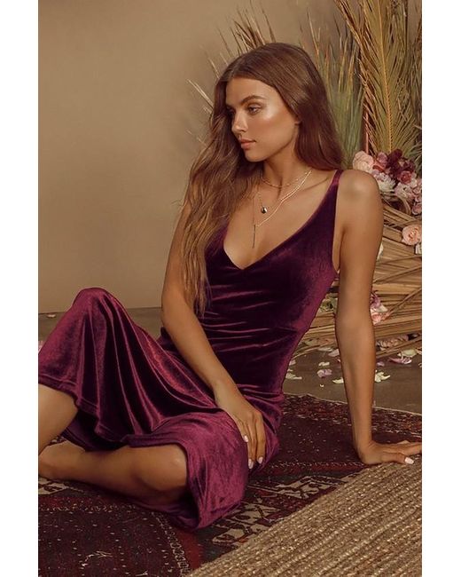 Lulus Brown Maliya Plum Velvet Mermaid Maxi Dress