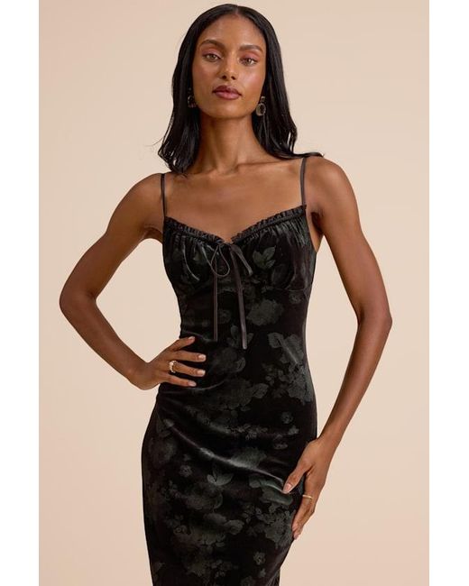 Lulus Natural Areti Velvet Burnout Column Midi Dress