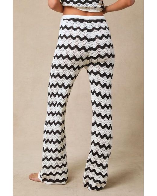 4th & Reckless Natural Anna Ivory And Striped Crochet Swim Cover-Up Pants