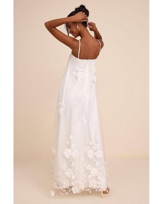 Lulus Natural Allie Floral Applique Shift Maxi Dress
