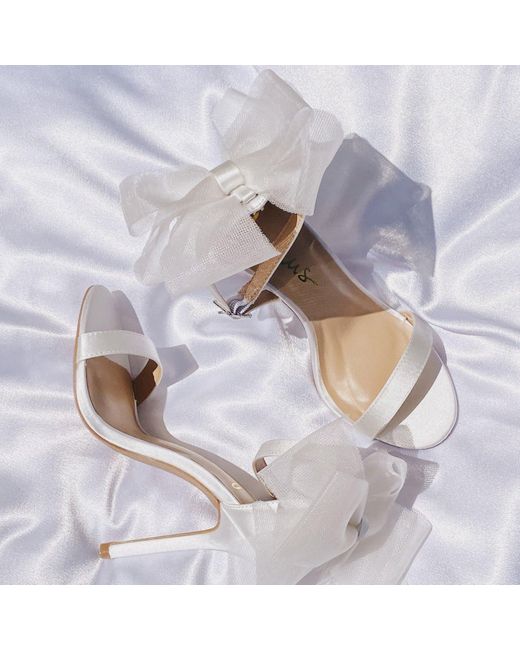 Lulus Natural Ayanna Satin Bow Ankle Strap High Heel Sandals