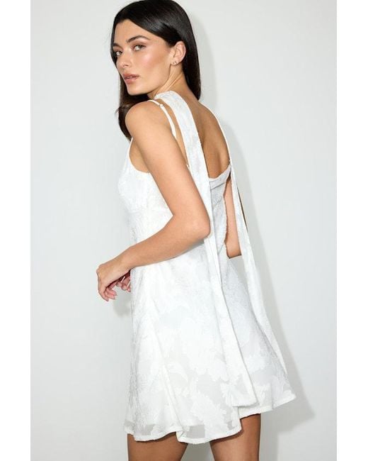 Lulus White Aydah Floral Burnout Slip Mini Dress And Scarf Set
