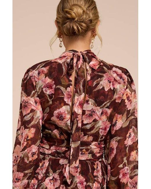 Lulus Red Ayveen Floral Burnout Balloon Sleeve Mini Dress