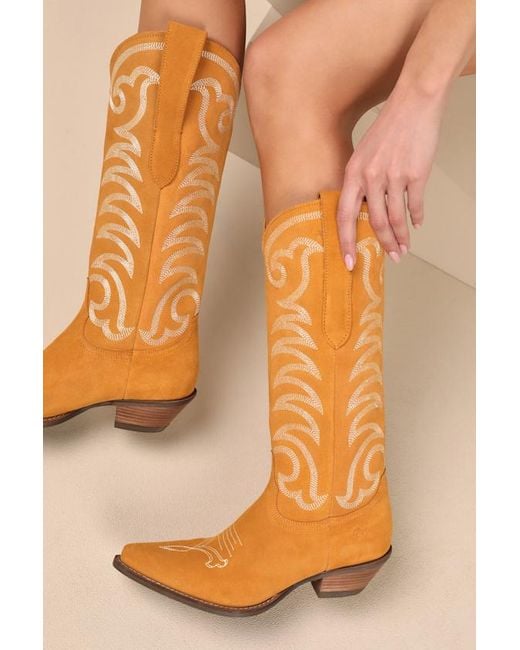 Dingo Orange Movin' On Suede Leather Knee-High Western Boots