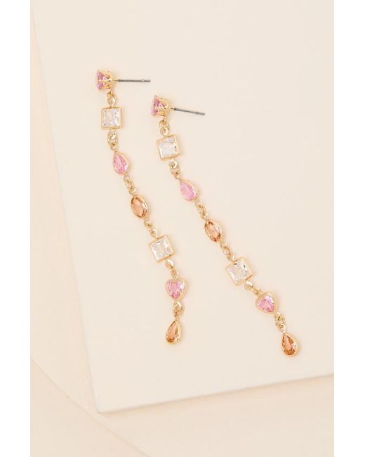 Lulus Brown Kemi Multi Rhinestone Drop Earrings