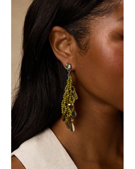 Lulus Natural Hessa Beaded Statement Earrings