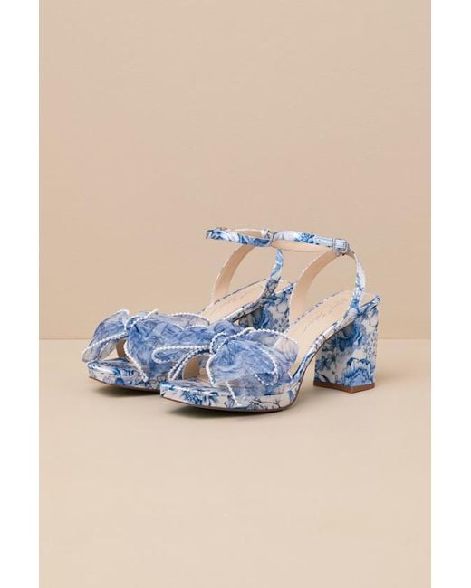 blue by betsey johnson fawn floral pearl bow dress sandals Betsy Johnson Matie White Blue Floral Sandal  CHROME