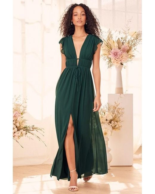 Lulus Green I'M All Yours Emerald Ruffled Maxi Dress