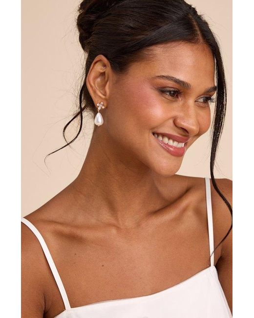 Lulus Natural Amanas 14Kt Pearl Drop Earrings